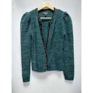 Express Wool Knit Cardigan Green Solid Long Sleeve Size XS